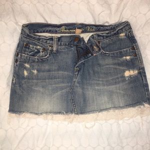 Abercrombie & Fitch Jean Skirt with Lace Trim